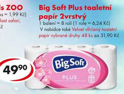 Big Soft Plus toaletní papír 2vrstvý, 8 rolí CBA