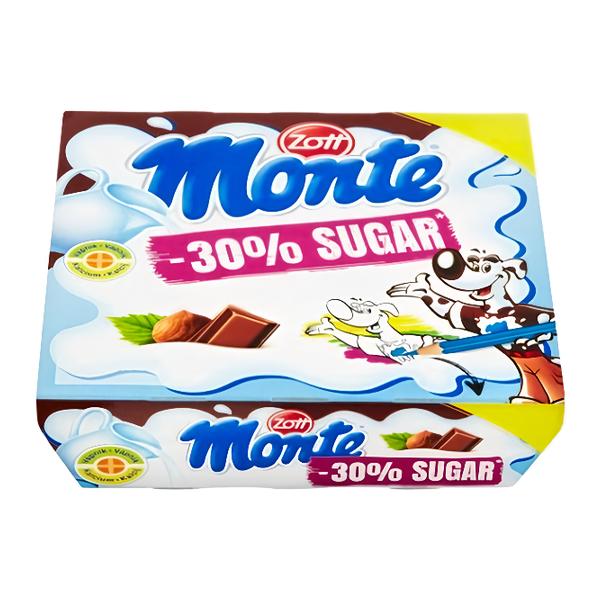 Zott Monte Mléčný dezert se sníženým obsahem cukru čokoládový s lískovými oříšky 4x55g