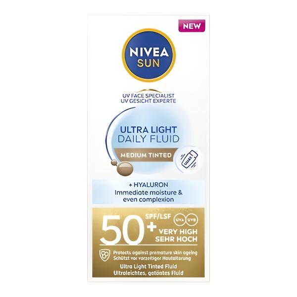 Nivea Sun Face Invisible Ultra Light Daily Fluid Tinted Medium Košík.cz