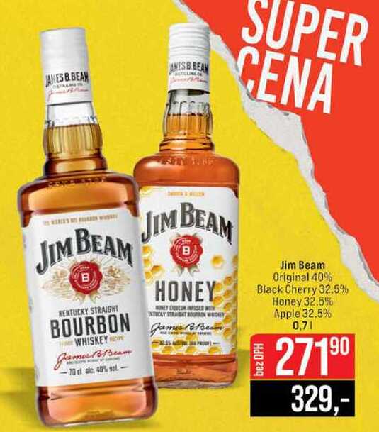 Jim Beam Original 40% Black Cherry 32,5% Honey 32.5% Apple 32.5% 0,7l