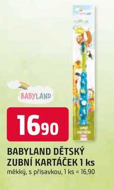 BABYLAND DĚTSKÝ ZUBNÍ KARTÁČEK 1 ks měkký, s přísavkou Trefa