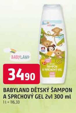 BABYLAND DĚTSKÝ ŠAMPON A SPRCHOVÝ GEL 2v1 300 ml Trefa