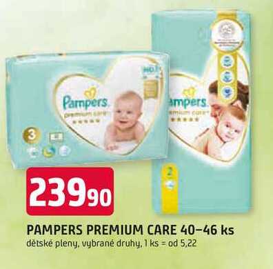 PAMPERS PREMIUM CARE 40-46 ks dětské pleny, vybrané druhy Trefa