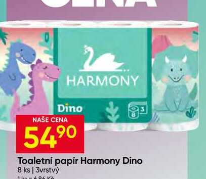 Toaletní papír Harmony Dino 8 ks 3vrstvý Hruška