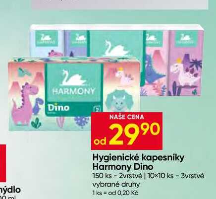 Harmony Dino 150 ks - 2vrstvé kapesníky BOX Hruška