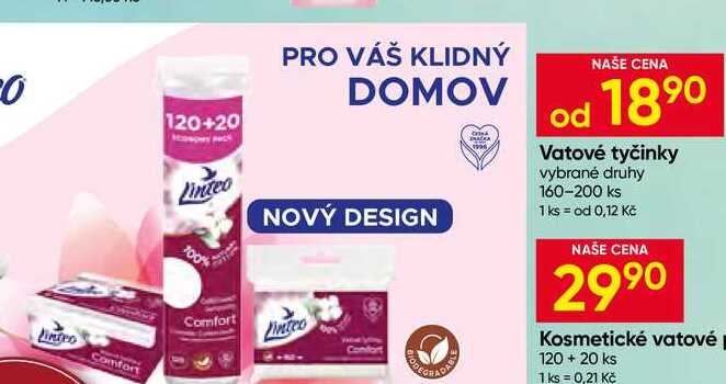 Linteo Vatové tyčinky vybrané druhy 160-200 ks Hruška