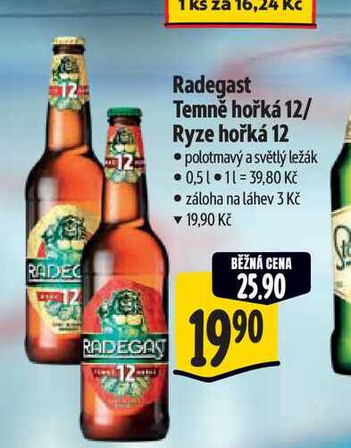   Radegast Temně hořká 12/ Ryze hořká 12 0,5 l