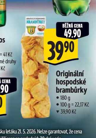 Originální hospodské brambůrky 180 g