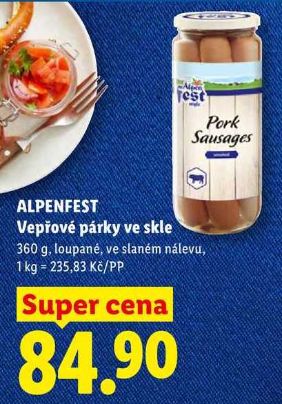 ALPENFEST Vepřové párky ve skle, 360 g
