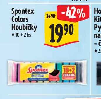Spontex Colors houbička na nádobí 10 ks + 2