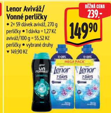 Lenor Aviváž/Vonné perličky • 2x 59 dávek aviváž, 270 g Albert