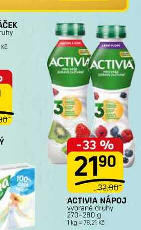 ACTIVIA NÁPOJ vybrané druhy 270-280 g