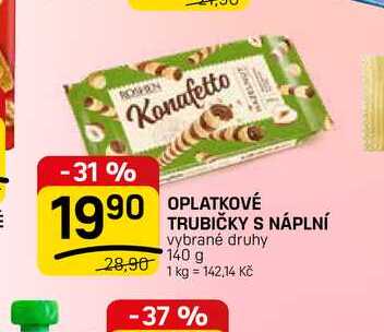 OPLATKOVÉ TRUBIČKY S NÁPLNÍ vybrané druhy 140 g