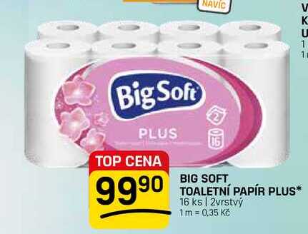 BIG SOFT TOALETNÍ PAPÍR PLUS* 16 ks | 2vrstvý FLOP TOP