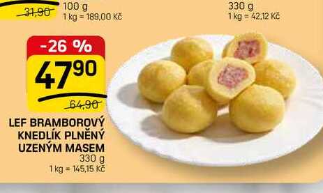 LEF BRAMBOROVÝ KNEDLÍK PLNĚNÝ UZENÝM MASEM 330 g