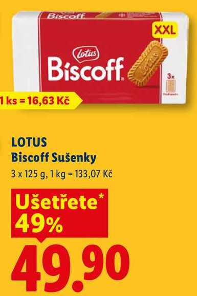 LOTUS Biscoff Sušenky, 3 x 125 g 