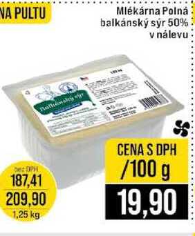 Mlékárna Polná balkánský sýr 50% v nálevu 100 g