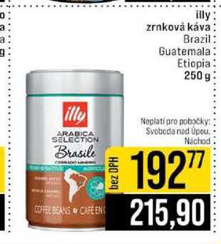 illy zrnková káva Brazil Guatemala Etiopia 250 g
