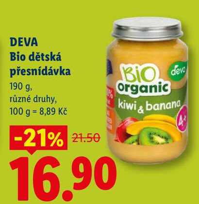 DEVA Bio dětská přesnídávka, 190 g