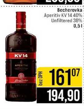 Becherovka Aperitiv KV 14 40% Unfiltered 38% 0,5l