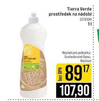 Tierra Verde prostředek na nádobí citron 1l JIP