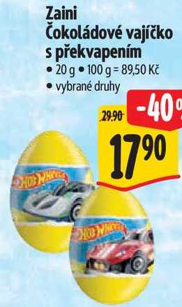 Zaini Čokoládové vajíčko s překvapením, 20 g