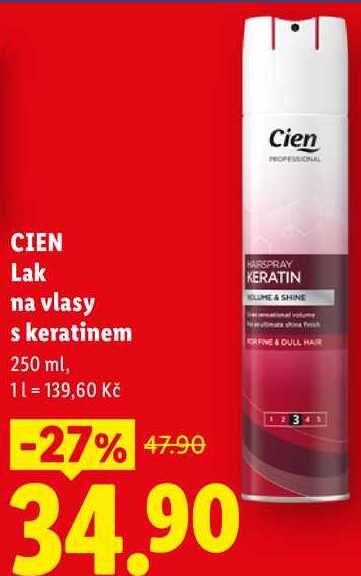 CIEN Lak na vlasy s keratinem, 250 ml Lidl