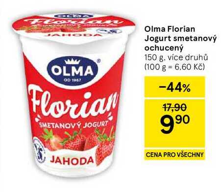 Olma Florian Jogurt smetanový ochucený, 150 g, více druhů