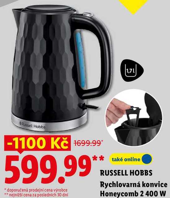 RUSSELL HOBBS Rychlovarná konvice Honeycomb 2 400 W 
