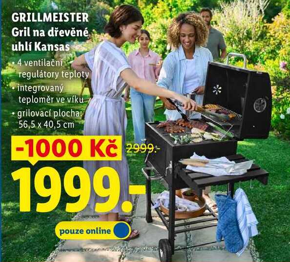 GRILLMEISTER Gril na dřevěné uhlí Kansas