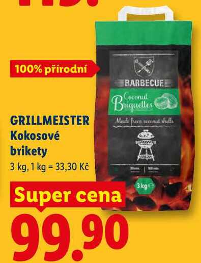 GRILLMEISTER Kokosové brikety, 3 kg
