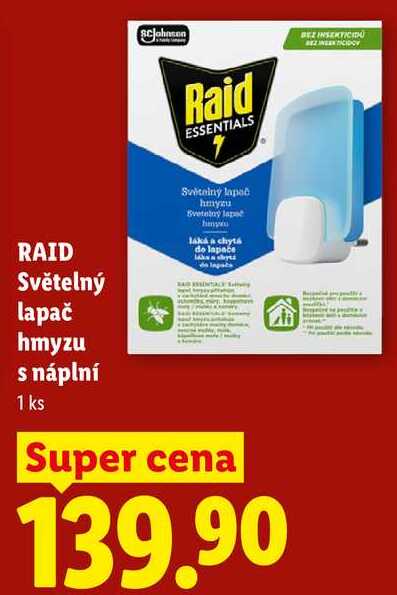 RAID Světelný lapač hmyzu s náplní Lidl