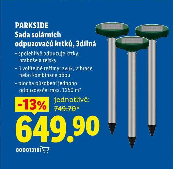 PARKSIDE Sada solárních odpuzovačů krtků, 3dílná