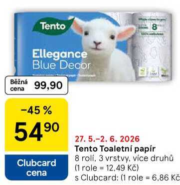 Tento Toaletní papír, 8 rolí, 3 vrstvy, více druhů