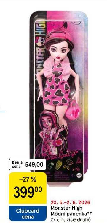Monster High Módní panenka, 27 cm, více druhů Tesco