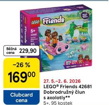 LEGO® Friends 42681 Dobrodružný člun s axolotly 5+, 95 kostek Tesco
