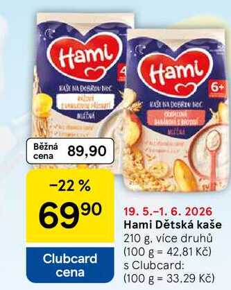 Hami Dětská kaše, 210 g. více druhů Tesco