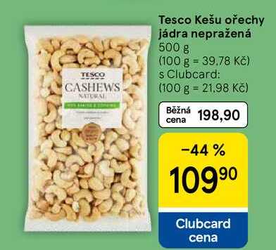 Tesco Kešu ořechy jádra nepražená, 500 g