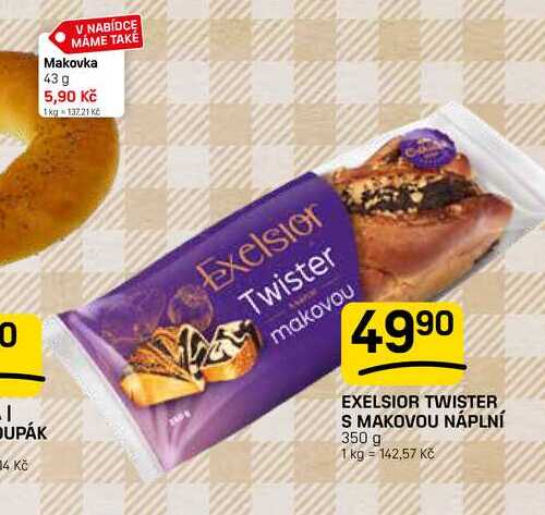 EXELSIOR TWISTER S MAKOVOU NÁPLNÍ 350 g 