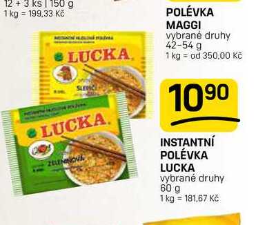 INSTANTNÍ POLÉVKA LUCKA vybrané druhy 60 g 
