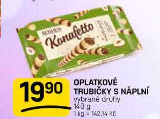 OPLATKOVÉ TRUBIČKY S NÁPLNÍ vybrané druhy 140 g