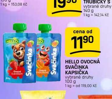 HELLO OVOCNÁ SVAČINKA KAPSIČKA vybrané druhy 100 g FLOP