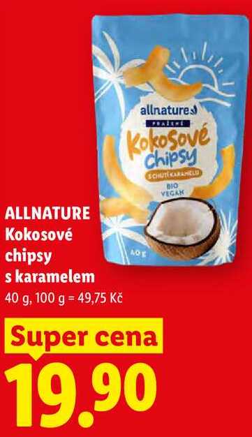 ALLNATURE Kokosové chipsy s karamelem, 40 g