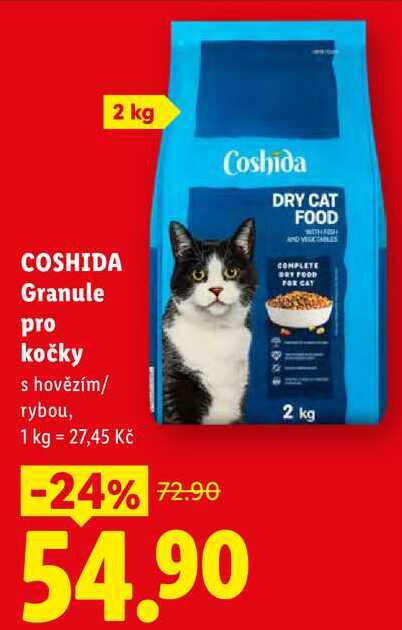 COSHIDA Granule pro kočky, s hovězím/ rybou, 1 kg