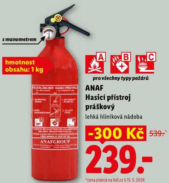 ANAF Hasicí přístroj práškový