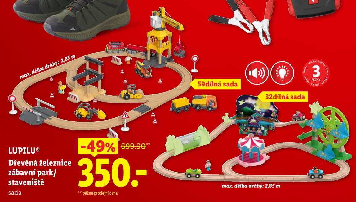 LUPILU Dřevěná železnice zábavní park/ staveniště sada Lidl