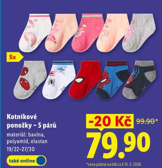 Kotníkové ponožky - 5 párů