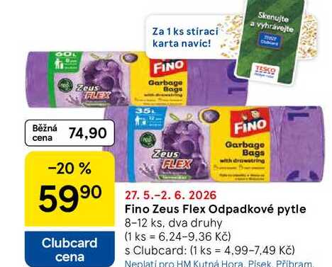 Fino Zeus Flex Odpadkové pytle, 8-12 ks, dva druhy Tesco
