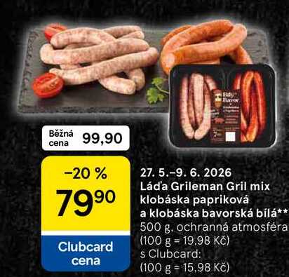 Láďa Grileman Gril mix klobáska papriková a klobáska bavorská bílá, 500 g