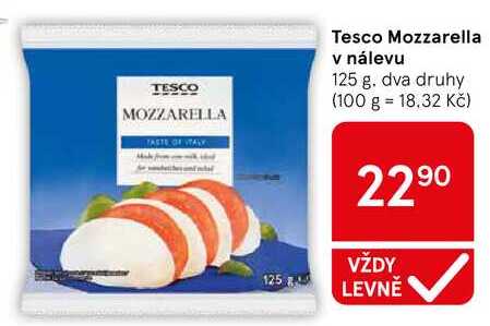 Tesco Mozzarella v nálevu, 125 g